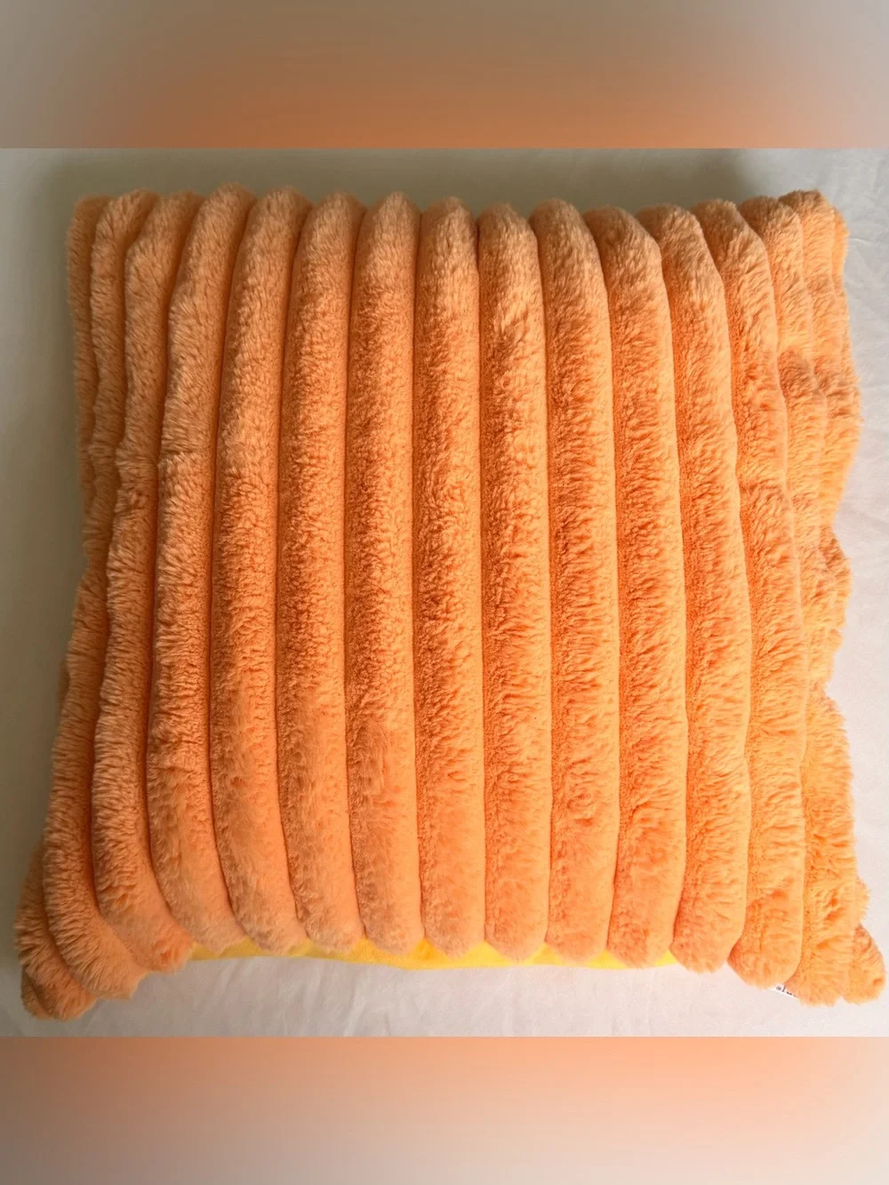 Brand New Orange Throw Fuzzy Faux Rabbit Fur Pillow Retro Y2K Home Bedroom Decor